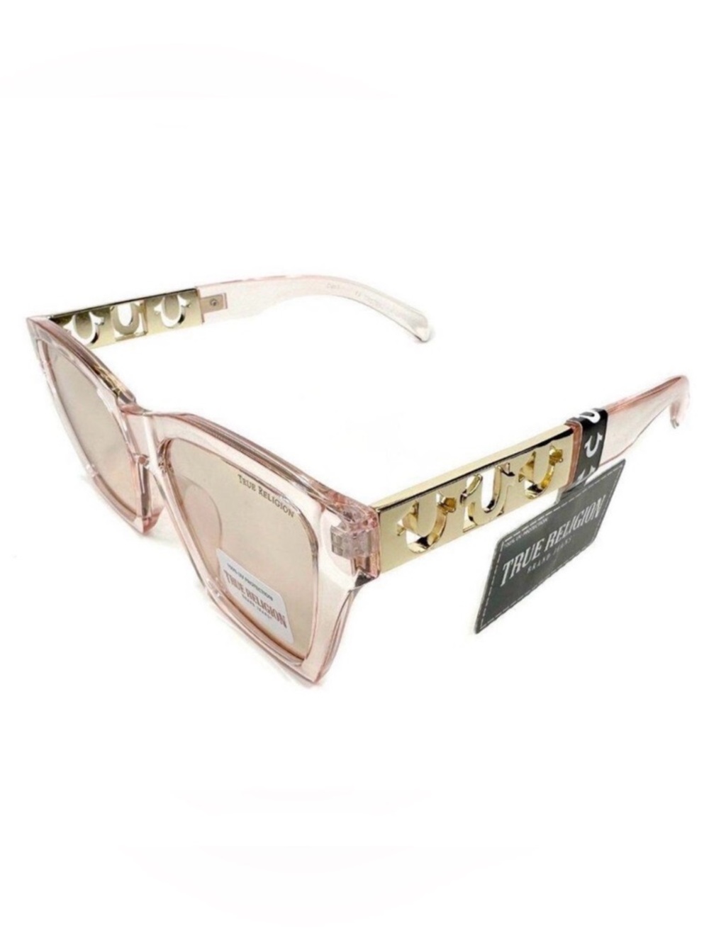 TRUE RELIGION ROSE Crystal Cat-Eye Sunglasses with Gold Accents NWT
